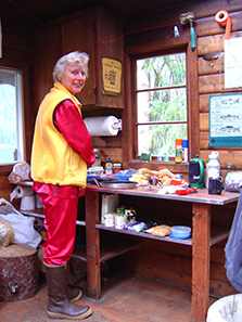 Island Wings client at a forest service cabin.  A sea plane is the only way to access many cabins southeast Alaska.